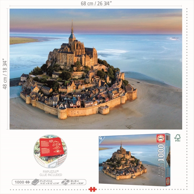 Mont Saint Michel puslespil fra luften 1000 brikker