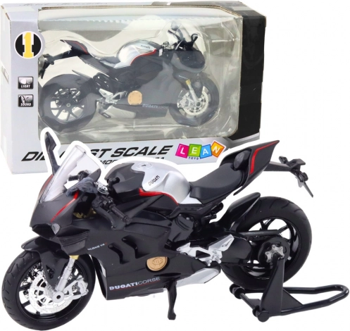 Metalsportsmotorcykel 1:12 med lys og lyd – sort V4