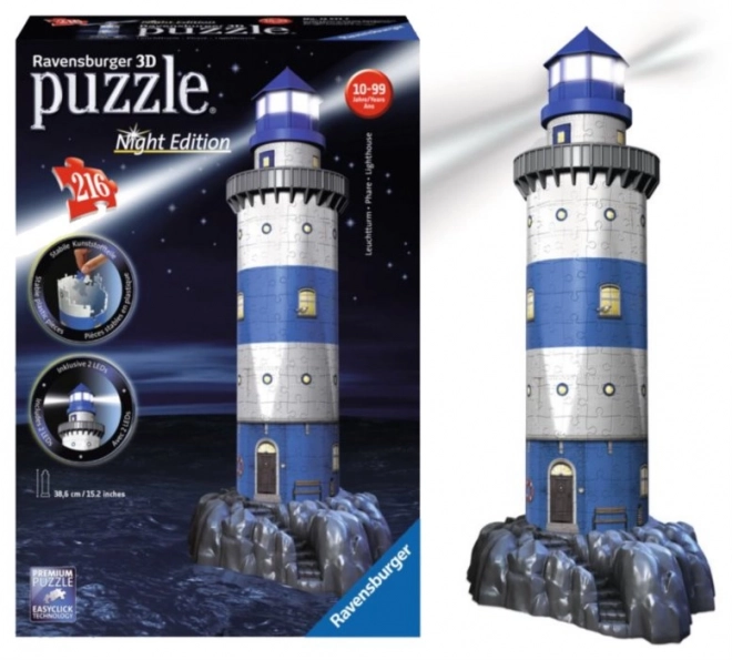 Ravensburger lysende 3D-puslespil fyrtårn natudgave 216 brikker
