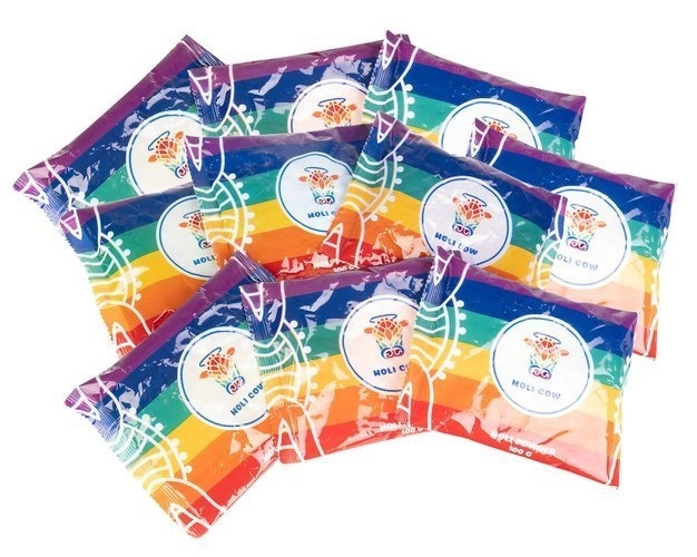 Farvet Holi pulver - 10 x 100 g