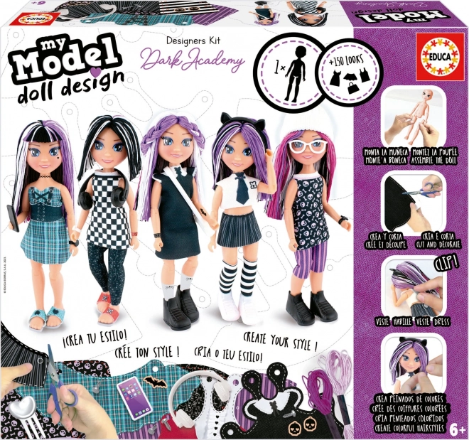 EDUCA Kreativt sæt My Model Doll Design: Mørk akademi