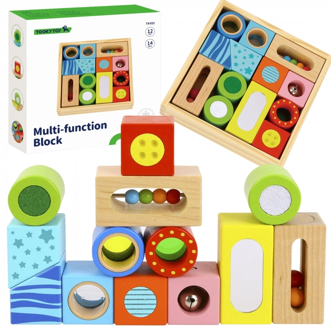 Tooky Toy træ multifunktionelle sensoriske klodser