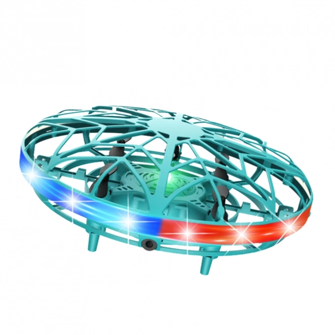 Drone UFO styret med hånden med LED-lys turkis