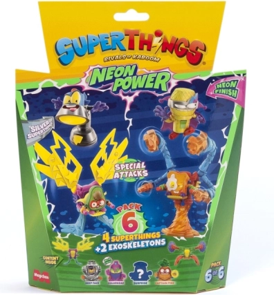 SuperThings Neon Power samlerpakke med 6 figurer og exoskeletter