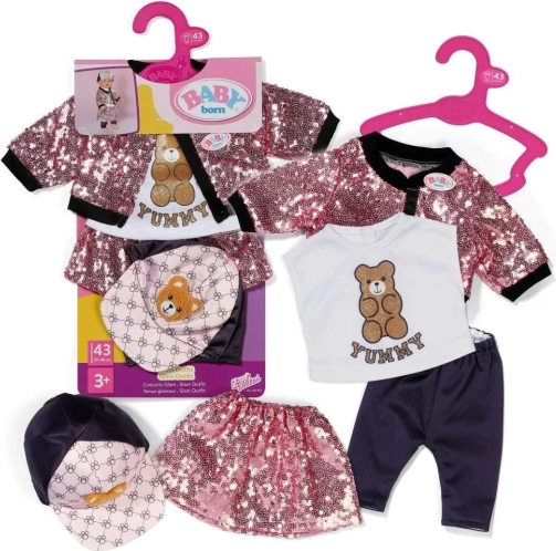 BABY born Glam Outfit – femdelt sæt tøj til dukker 43 cm