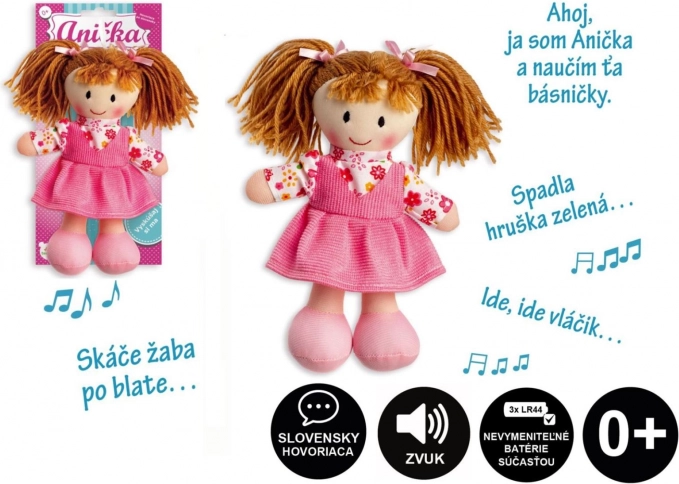 Plysdukke Anička 20 cm, taler slovensk