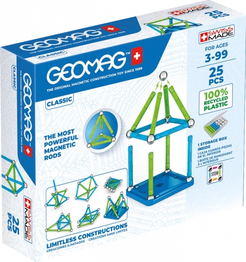 Magnetisk byggesæt GEOMAG classic recycled – 25 dele