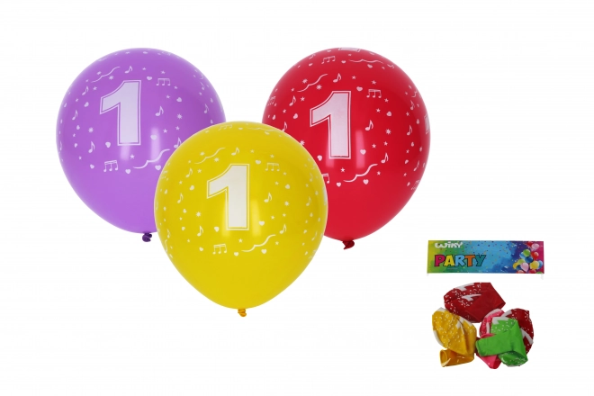 Oppustelig ballon med tallet 1 30 cm - sæt med 5 stykker
