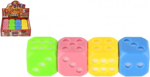 Lysende silikone-terning TEDDIES 4 cm – blinkende LED-terning (mix af farver)