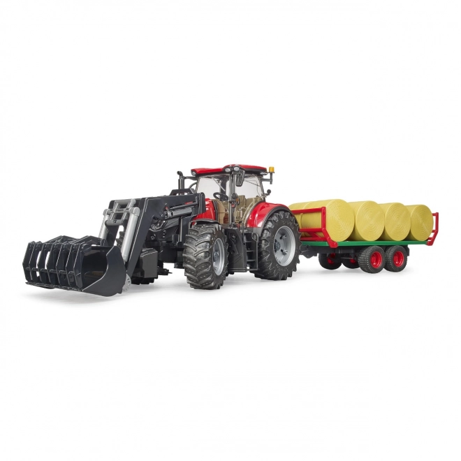 Bruder Traktor Case IH Optum 300 CVX med frontlæsser og balletransportør