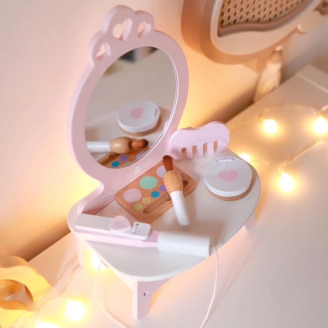 Træ-toiletbord til børn med spejl og tilbehør fra Classic World