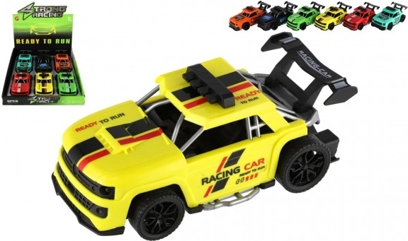Plast racerbilen med friktionsmotor, farvemix i boks 16 cm, 6 stk