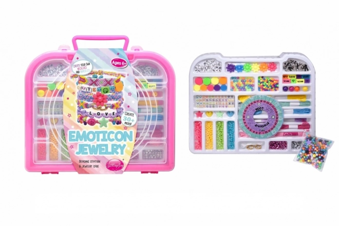 Sæt af perler i kuffert til smykkefremstilling