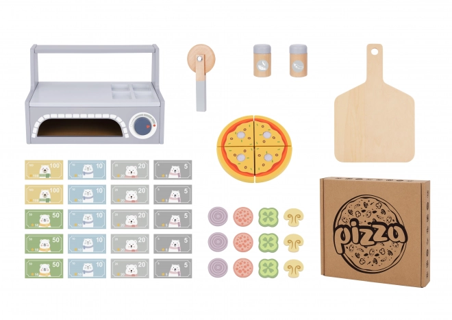 Tooky Toy træ pizza sæt med tilbehør
