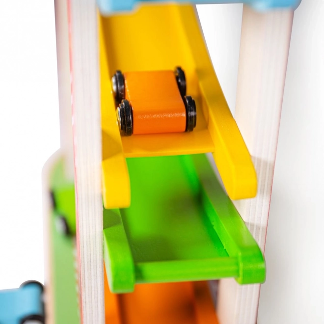 Træ racerbane til biler fra Bigjigs Toys