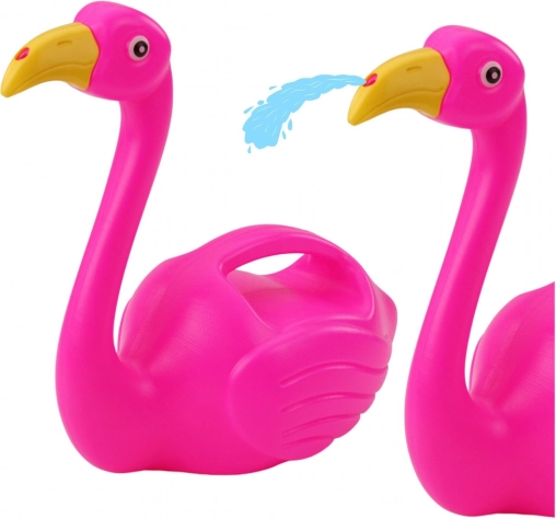 Lyserød plastikvandkande til børn formet som en flamingo