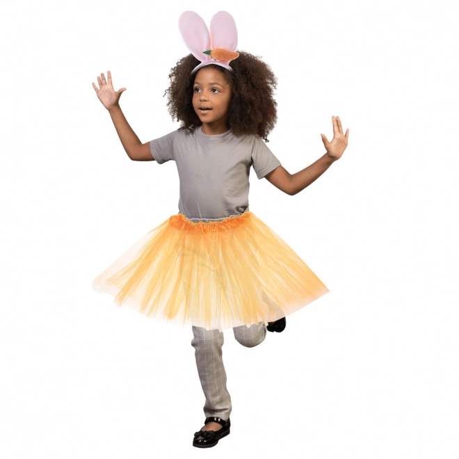 Kanin kostume med orange tutu og pandebånd med gulerod