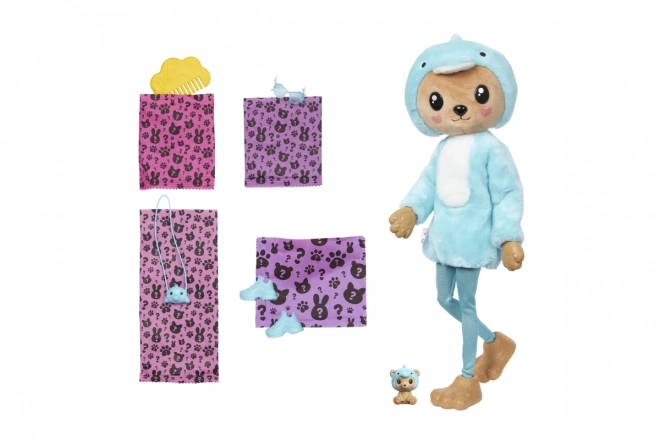 Panenka Barbie Cutie Reveal Teddy Bear Doll - Delfin