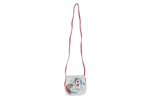 Taske/Unicorn taske med sten plastik 4 farver i pose 17x15x3cm