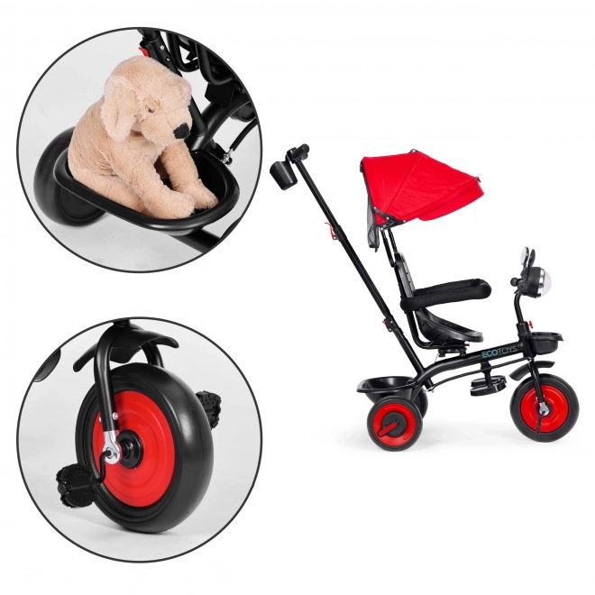 3i1 trehjulede cykel med drejeligt sæde og kaleche rød ECOTOYS