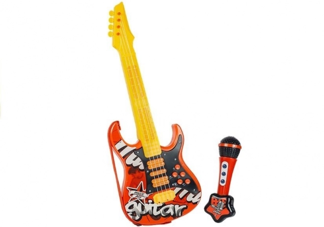 Børne elektrisk guitar med mikrofon - rød