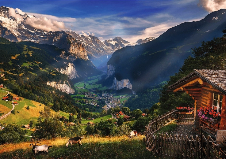 Betagende alpesceneri ved Lauterbrunnen