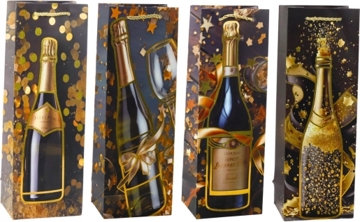 Gavepapirspose til champagneflaske 35 × 12 × 9 cm
