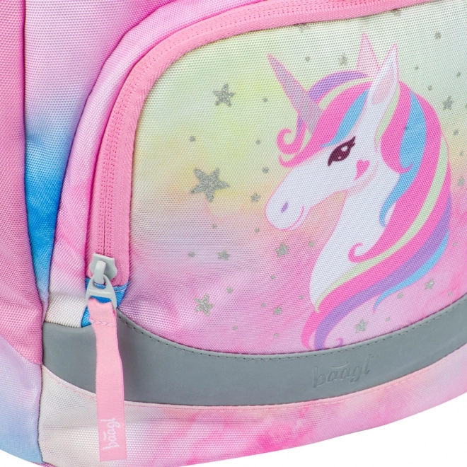 BAAGL SÆT 3 Airy Rainbow Unicorn: skoletaske, penalhus, pose