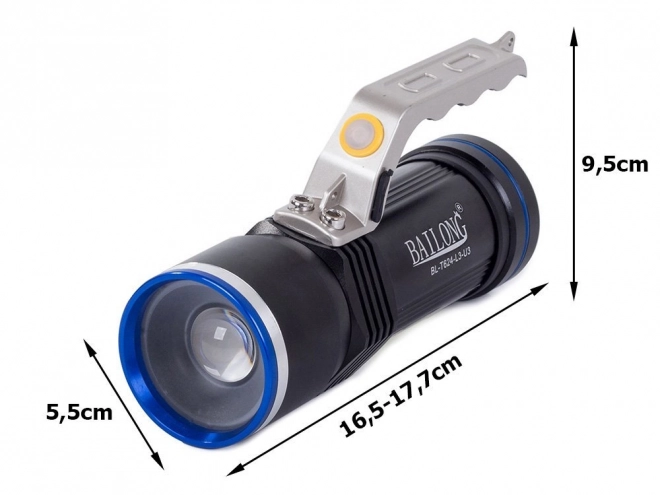 Militær LED lommelygte med Cree XM-L3-U3 Zoom fra Bailong