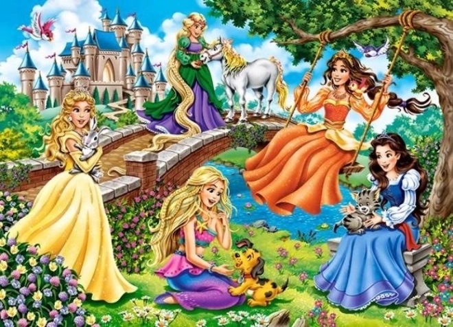 Puslespil 180 brikker prinsesser i haven