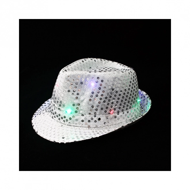 Sølv disco hat med LED lys til voksne