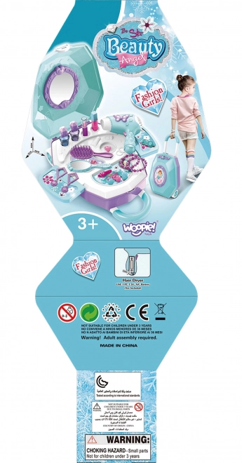 Toiletbord til piger 2-i-1 Smuk salon WOOPIE i kuffert