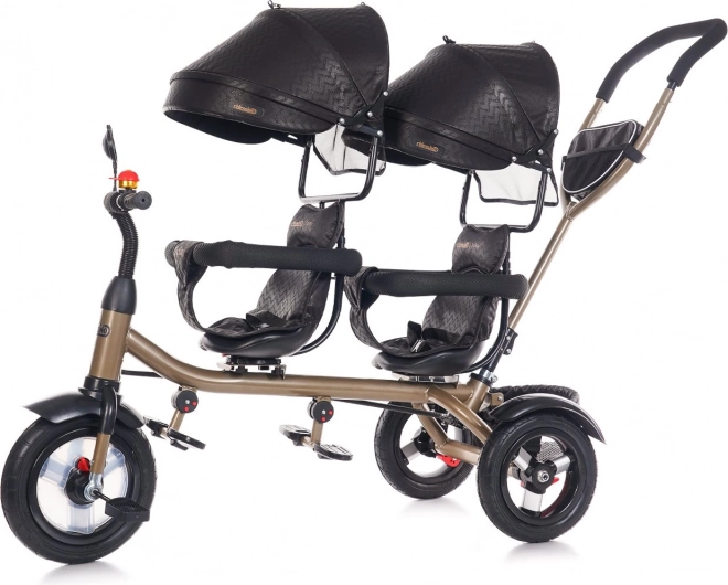 CHIPOLINO Tre-hjulet cykel til tvillinger 2Play Obsidian – guld