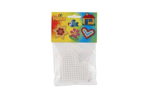 Underlag til strygeperler Hama MIDI - stjerne, hjerte plast 2 stk. i pose 9x9cm