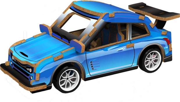 3D-puslespil Racerbil træ
