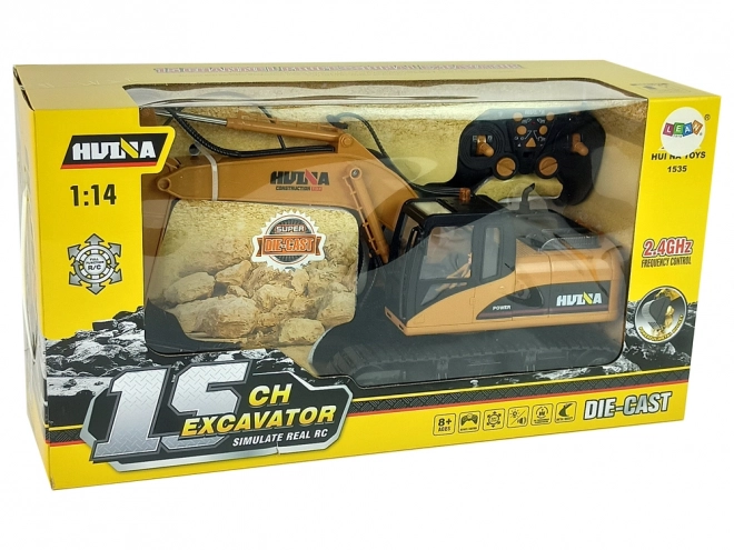Gul RC Gravemaskine Caterpillar 1:14 med Fjernbetjening