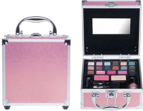 Rosa kosmetik-kuffert mini med makeup-sæt