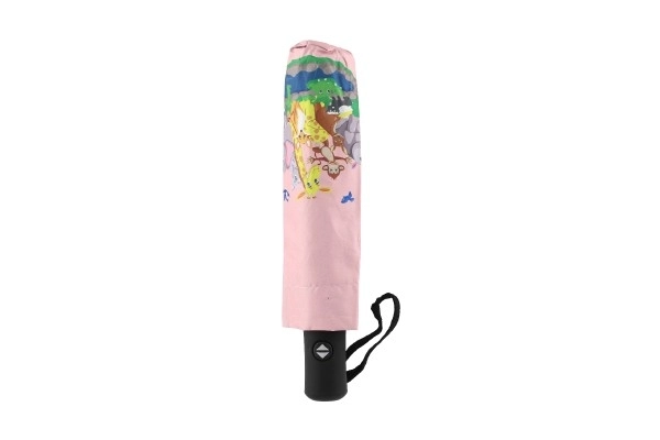 Paraply Dyr foldbar udskydelig stof/metal 28cm lyserød i pose