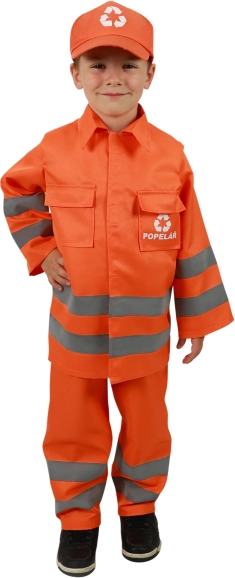 Børnekostume skraldemand med tjekkisk tryk (128–140 cm)
