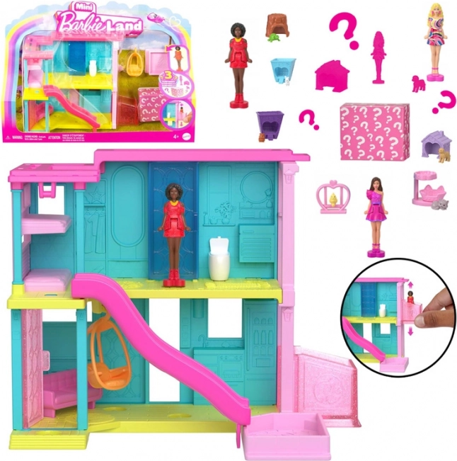 Mattel Mini Barbie Land hus med dukke, kæledyr og tilbehør