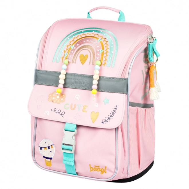 BAAGL Skole Rygsæk Zippy Regnbue Pink