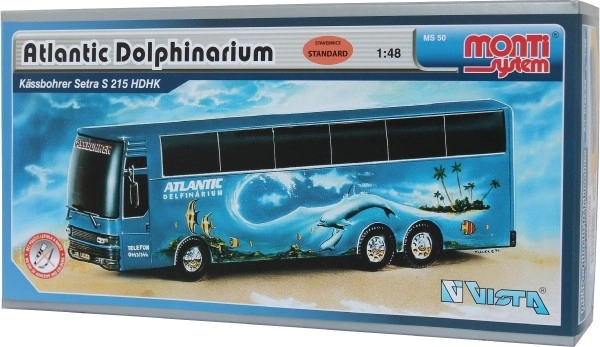 Byggesæt Monti System MS 50 Atlantic Dolphinarium Bus 1:48 i kasse 31,5x16,5x7,5cm