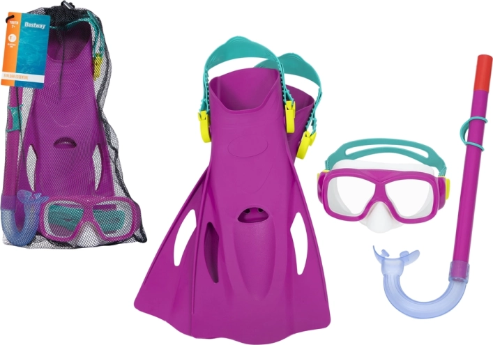 Bestway dykker­sæt med maske, snorkel og finner – Rosa
