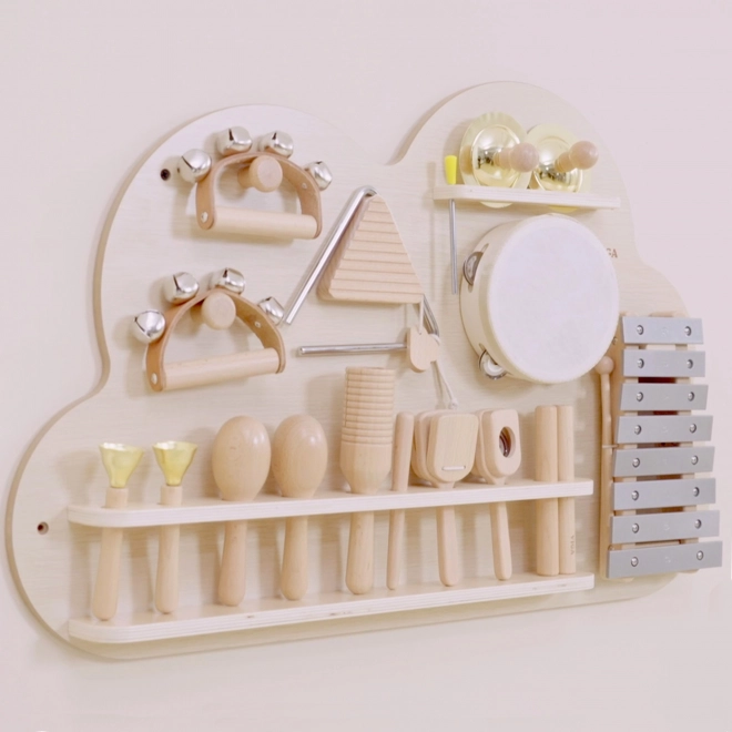 Træ musikpanel med 12 instrumenter VIGA