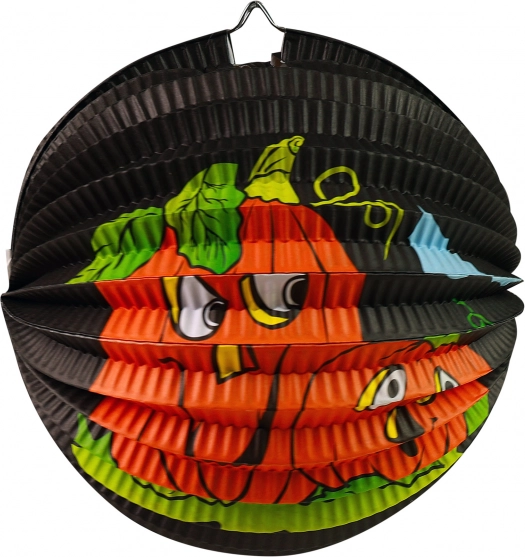 sort halloween-lampion med græskarmotiv 25 cm