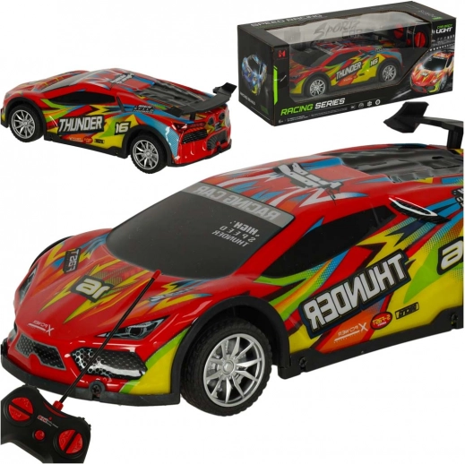 Fjernstyret racerbils THUNDER med LED-belysning, rød