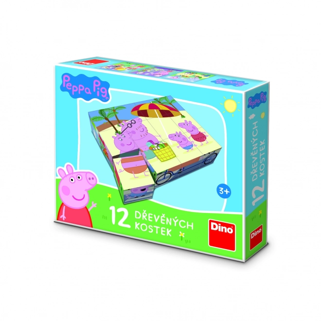 PEPPA GRIS 12 Træ licens terninger