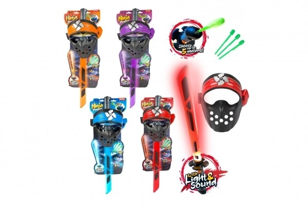 Ninja sæt sværd + maske + pile med lyd og lys