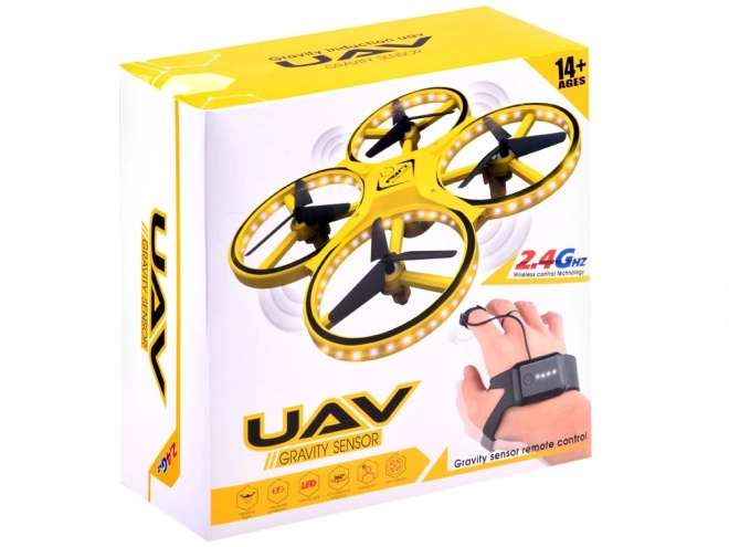 Drone styret med håndbevægelser + fjernbetjening Quadcopter RC0573 – Gul