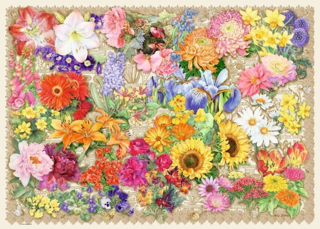 Puzzle 1000 brikker Blomstrende blomster